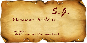 Straszer Jolán névjegykártya